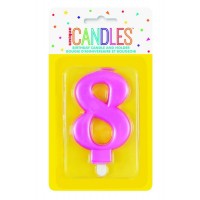 Numeral 8 Pink Metallic Candle (Box of 6)