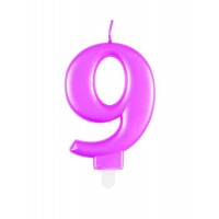 Numeral 9 Pink Metallic Candle (Box of 6)