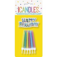 Happy Birthday Rainbow Cake Topper with 12 Birthday Candles and Holder