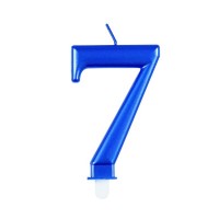 Numeral 7 Blue Metallic Candle (Box of 6)