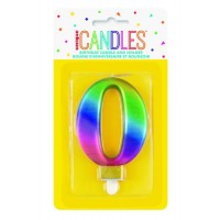 Numeral 0 Rainbow Metallic Candle (Box of 6)