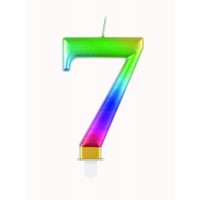 Numeral 7 Rainbow Metallic Candle (Box of 6)