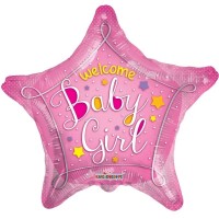 Welcome Baby Pink Star 18" Foil Ballon (Packed)
