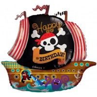 Happy Birthday Pirate Boat Ship Shape (36inch)