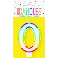 Numeral 0 Rainbow Border Candle (Box of 6)
