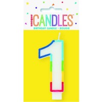 Numeral 1 Rainbow Border Candle (Box of 6)
