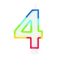 Numeral 4 Rainbow Border Candle (Box of 6)