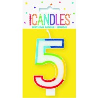 Numeral 5 Rainbow Border Candle (Box of 6)