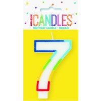 Numeral 7 Rainbow Border Candle (Box of 6)