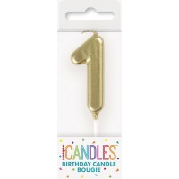 Numeral 1 Mini Gold Birthday Candle (Box of 6)