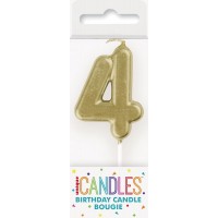 Numeral 4 Mini Gold Birthday Candle (Box of 6)