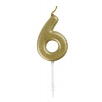 Numeral 6 Mini Gold Birthday Candle (Box of 6)