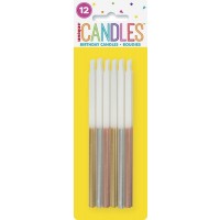 Assorted Metallic Dipped 5" Birthday Candles 12ct