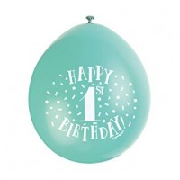 Happy 1st Birthday 9" Latex Air Fill Balloon - Assorted Colours, Printed 1 Side - 10ct.