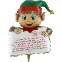 Christmas Elf Holding Personalised Letter 38" Supershape Foil Balloon