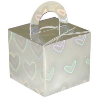  Silver Holographic Hearts Balloon Weight / Gift Box 10CT