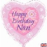 Happy Birthday Nan - Heart - 18" foil balloon