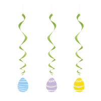 Colourful Easter Gingham Hanging Swirl Decorations