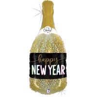 New Year Champagne 36" Supershape Foil Balloon