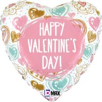 Happy Valentine's Day Doodles 18" Foil Balloon