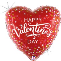 Valentine Confetti Hearts 18" Foil Balloon