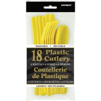 Sunflower Yellow Plastic Cutlery Assorted 18 CT.