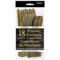 Gold Plastic Cutlery Assorted 18 CT.