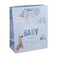 Hello Baby Boy Large Gift Bags 6ct