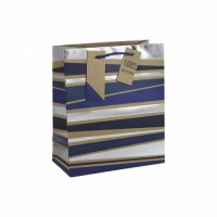 Male Stripe Kraft Medium Gift Bags 6ct