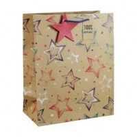 Stars Kraft Medium Gift Bags 6ct