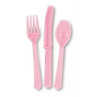 Lovely Pink Plastic Cutlery Assorted 18 CT.