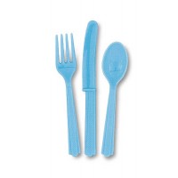 Powder Blue Plastic Cutlery Assorted 18 CT.