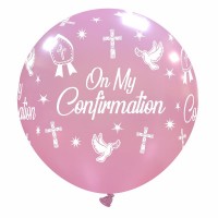 On My Confirmation Crozier 32" Pink Latex Balloon