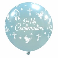 On My Confirmation Crozier 32" Sky Blue Latex Balloon
