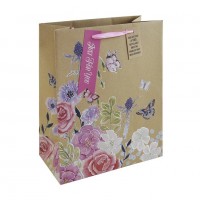 Butterfly Floral Kraft Large Gift Bags 6ct