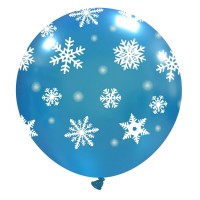 32" Icy Light Blue Snow Flakes Latex Balloon