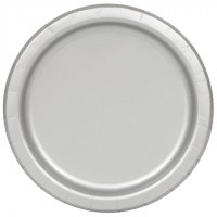 Silver 9'' Round Plates - 16 CT.