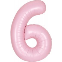 34" Matte Lovely Pink Number 6 Foil Balloon