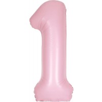 34" Matte Lovely Pink Number 1 Foil Balloon
