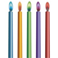 Colour Flame Birthday Candles and Holders