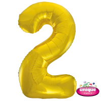 34" Classic Gold Number 2 Foil Balloon