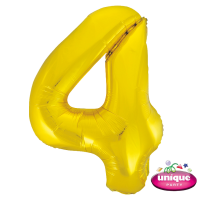 34" Classic Gold Number 4 Foil Balloon