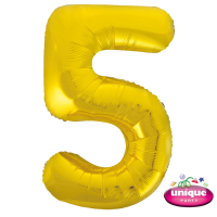 34" Classic Gold Number 5 Foil Balloon