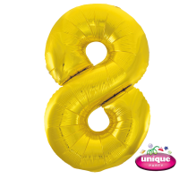 34" Classic Gold Number 8 Foil Balloon