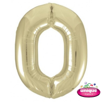 34" Gold Number 0 Foil Balloon 