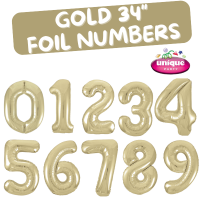 34" Gold Foil Numbers 0 to 9