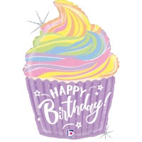 Pastel Birthday Cupcakes 22" Supershape Foil Balloon
