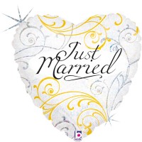 Just Married Filigree 18" Foil Balloon 