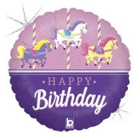 Happy Birthday Carousel 18" Foil Balloon GRABO
