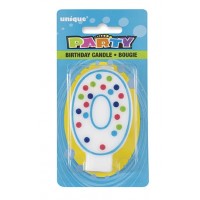 Polka Dot Numeral 0 Birthday Candle 6ct